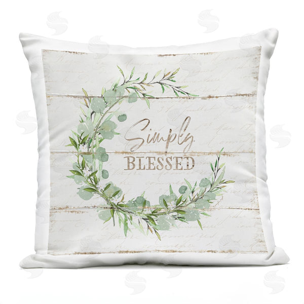Stupell Industries Jennifer Pugh | Simply Blessed Botanical Wreath Printed Throw Pillow