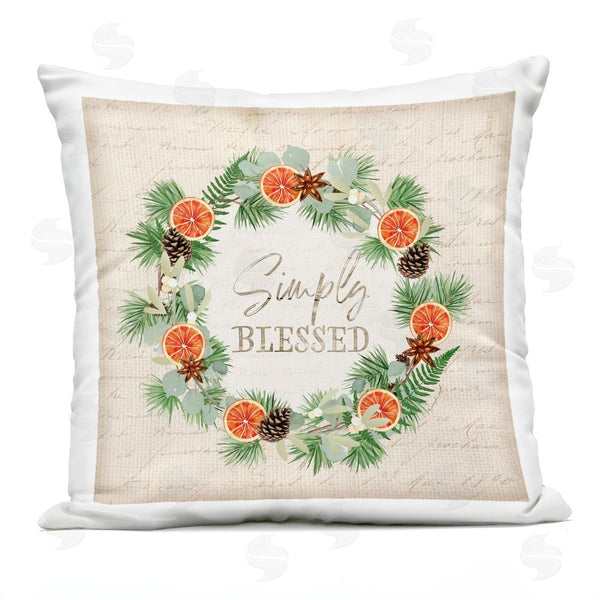 Stupell Industries Jennifer Pugh | Simply Blessed Rustic Pinecone Plant Wreath Printed Throw Pillow