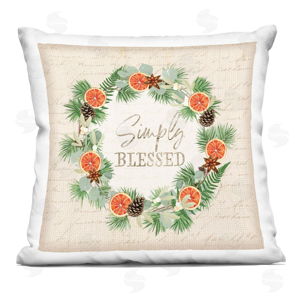 stupell industries Jennifer Pugh | Simply Blessed Rustic Pinecone Plant Wreath Printed Throw Pillow