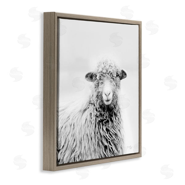 Stupell Industries Jennifer Pugh | Smiling Sheep Face Monochrome Farm Portrait Wall Art