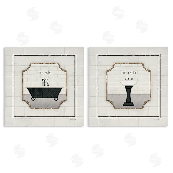 stupell industries Jennifer Pugh | Soak and Wash Chic Bathroom Signs Wall Art
