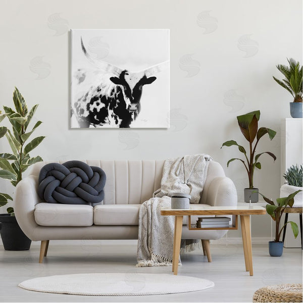 Stupell Industries Jennifer Pugh | Spotted Longhorn Cattle Meeting Gaze Animal Portrait Wall Art