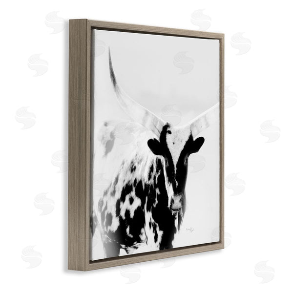 Stupell Industries Jennifer Pugh | Spotted Longhorn Cattle Meeting Gaze Animal Portrait Wall Art