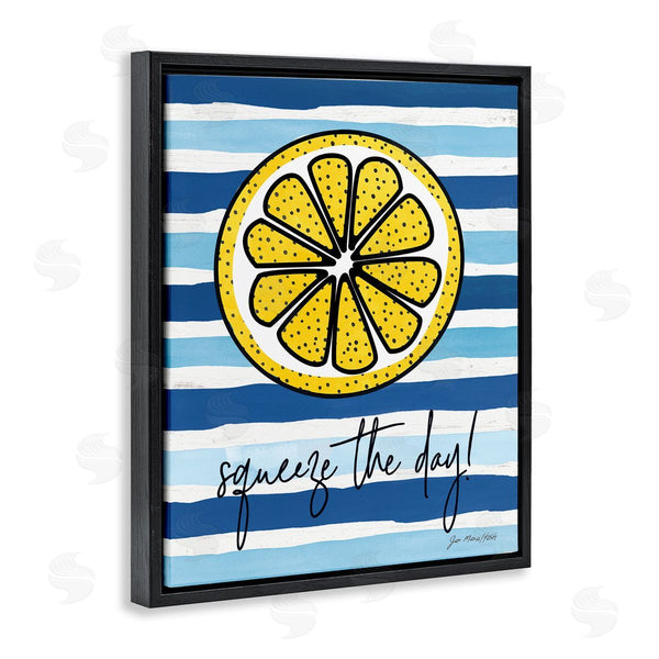 Stupell Industries Jennifer Pugh | Squeeze The Day Expression Lemon Nautical Stripes Wall Art
