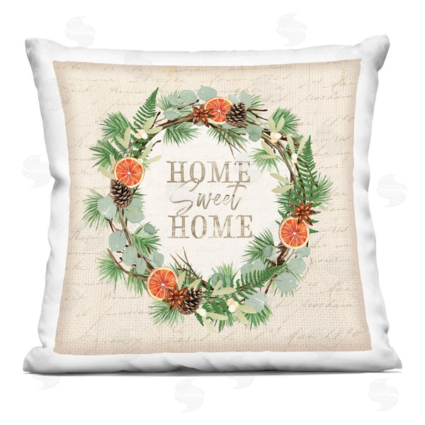 stupell industries Jennifer Pugh | Sweet Home Vintage Cursive Script Wreath Printed Throw Pillow