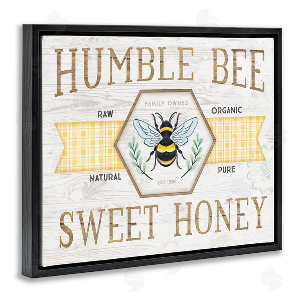 Stupell Industries Jennifer Pugh | Sweet Honey Bumble Bee Sign Country Tartan Banner Wall Art