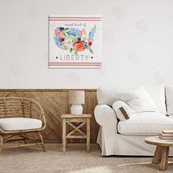 Stupell Industries Jennifer Pugh | Sweet Land Of Liberty Floral USA Wall Art