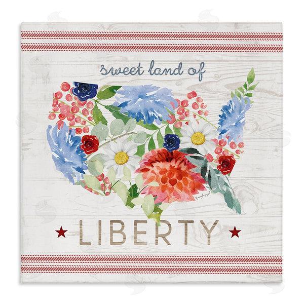 stupell industries Jennifer Pugh | Sweet Land Of Liberty Floral USA Wall Art