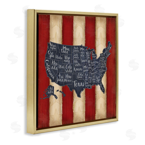 Stupell Industries Jennifer Pugh | United States Map On Stripes