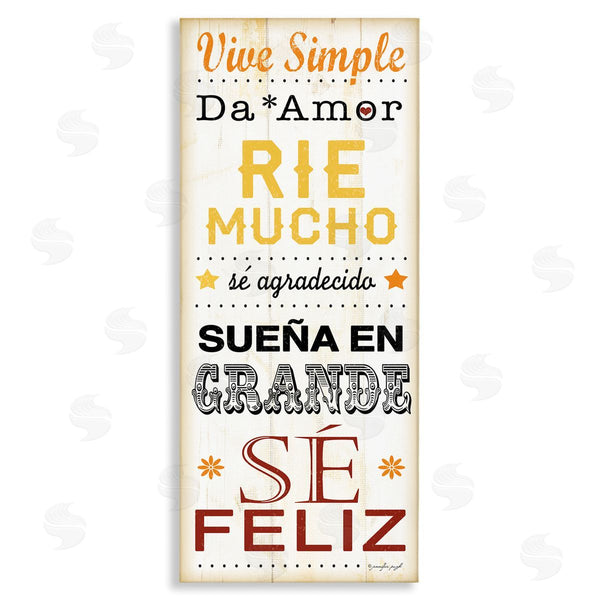 stupell industries Jennifer Pugh | Vive Simple Ríe Mucho Wall Art