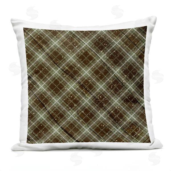 Stupell Industries Jennifer Pugh | Warm Brown Green Plaid Pattern Printed Throw Pillow