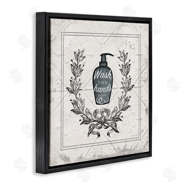 Stupell Industries Jennifer Pugh | Wash Your Hands Please Phrase Parisian Soap Bathroom Wall Art