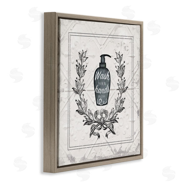 Stupell Industries Jennifer Pugh | Wash Your Hands Please Phrase Parisian Soap Bathroom Wall Art