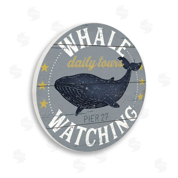 stupell industries Jennifer Pugh | Whale Watching Tours Sign Rustic Blue Marine Life Wall Art