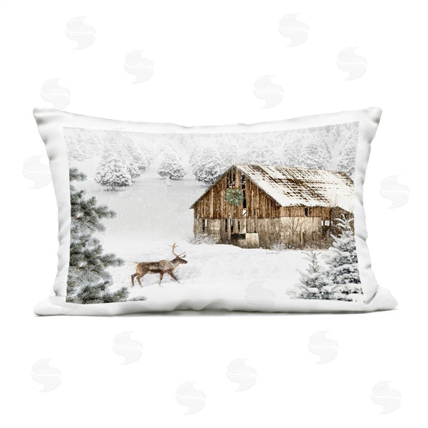 Stupell Industries Jennifer Pugh | Winter Whites Cabin With Deer Printed Throw Pillow