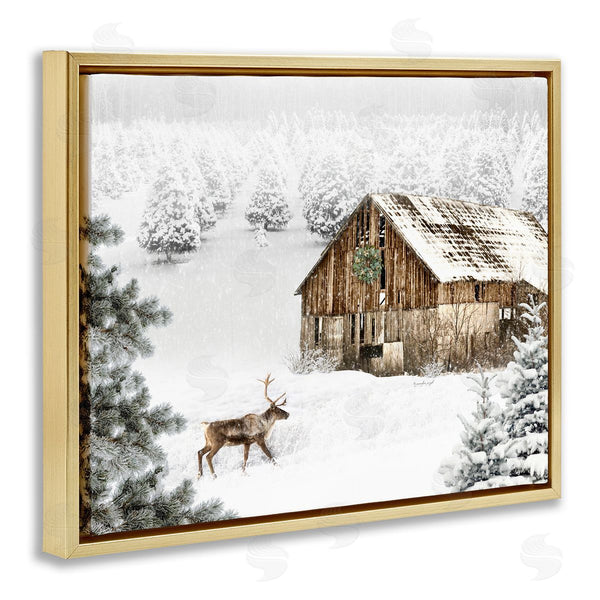 Stupell Industries Jennifer Pugh | Winter Whites Cabin With Deer Wall Art