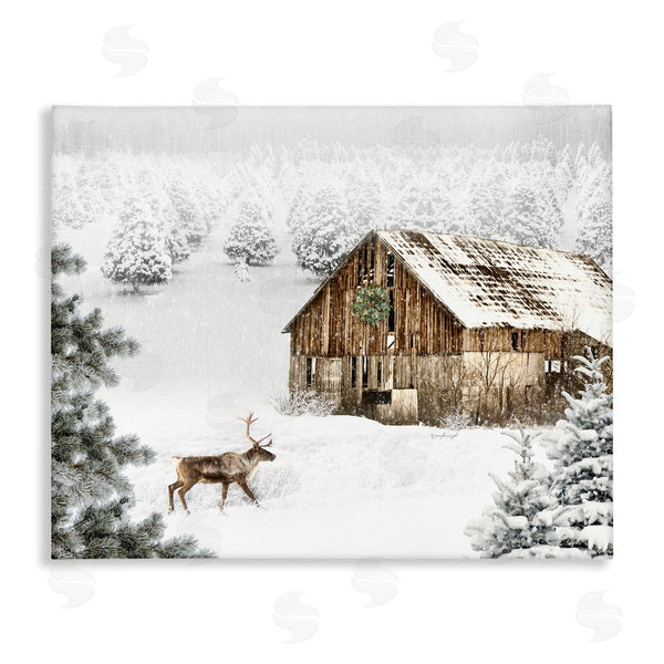 stupell industries Jennifer Pugh | Winter Whites Cabin with Deer Wall Art