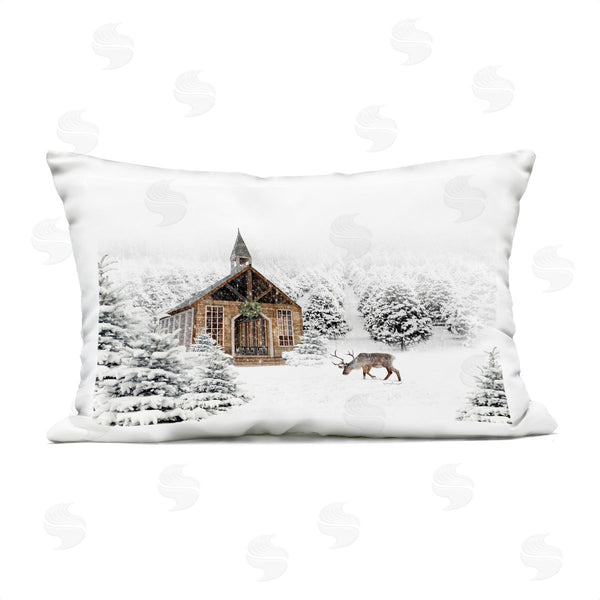 Stupell Industries Jennifer Pugh | Winter Whites Chapel Printed Throw Pillow