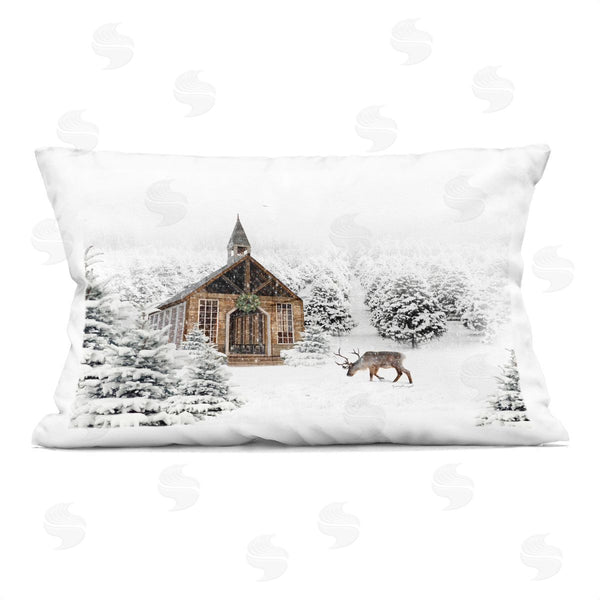 stupell industries Jennifer Pugh | Winter Whites Chapel Printed Throw Pillow