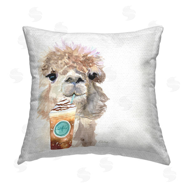 Stupell Industries Jennifer Redstreake | Alpaca Sipping Latte Printed Throw Pillow