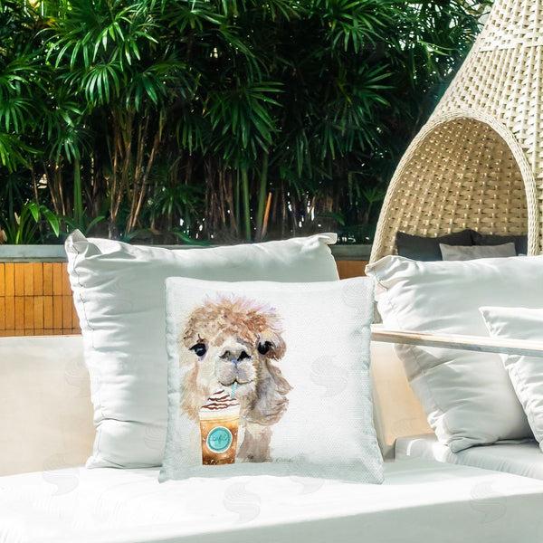 Stupell Industries Jennifer Redstreake | Alpaca Sipping Latte Printed Throw Pillow