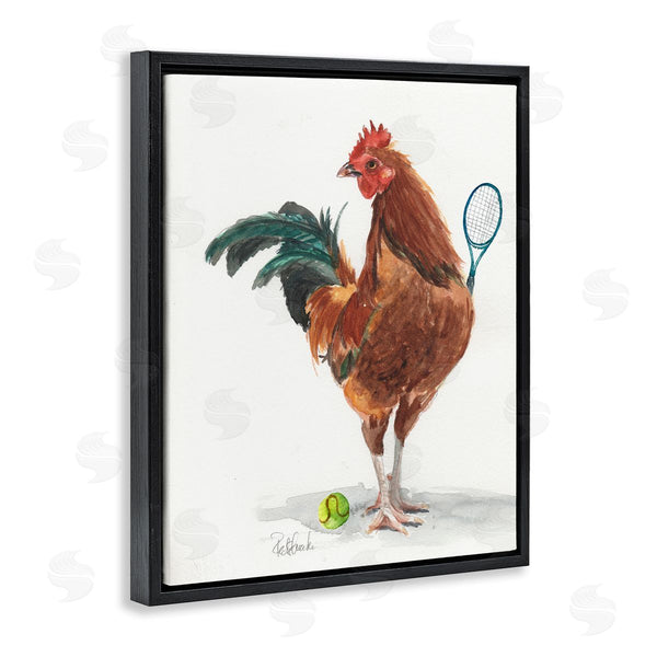 Stupell Industries Jennifer Redstreake | Chicken Hen Playing Tennis Athletic Farm Wall Art
