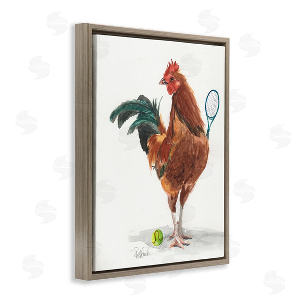 Stupell Industries Jennifer Redstreake | Chicken Hen Playing Tennis Athletic Farm Wall Art