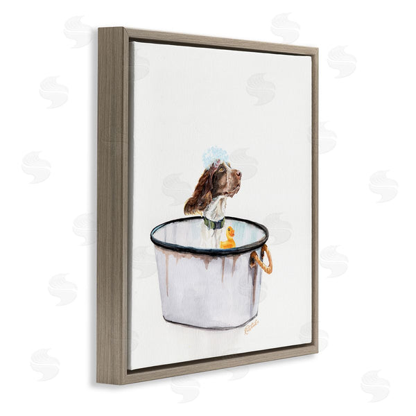 Stupell Industries Jennifer Redstreake | Dog In Country Bath Tin With Rubber Duck