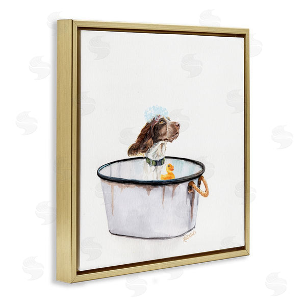 Stupell Industries Jennifer Redstreake | Dog In Country Bath Tin With Rubber Duck