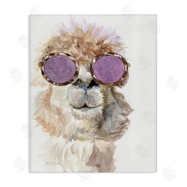 stupell industries Jennifer Redstreake | Fluffy Alpaca Fun Purple Glam Sunglasses Portrait Wall Art