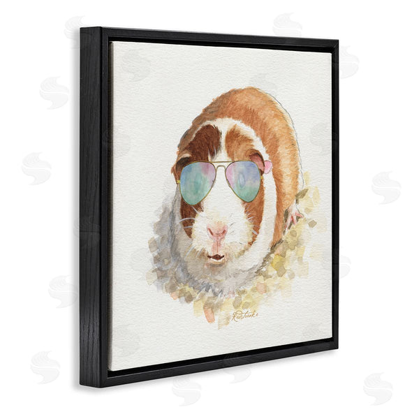 Stupell Industries Jennifer Redstreake | Happy Guinea Pig Wearing Sunglasses Cheerful Watercolor Detail Wall Art