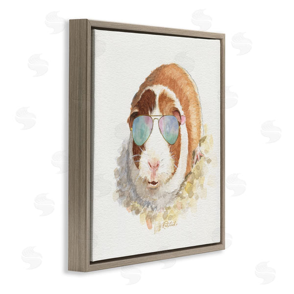 Stupell Industries Jennifer Redstreake | Happy Guinea Pig Wearing Sunglasses Cheerful Watercolor Detail Wall Art