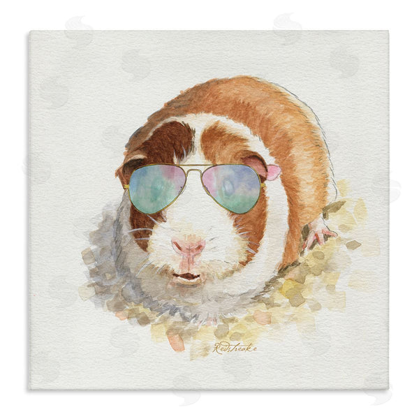 stupell industries Jennifer Redstreake | Happy Guinea Pig Wearing Sunglasses Cheerful Watercolor Detail Wall Art