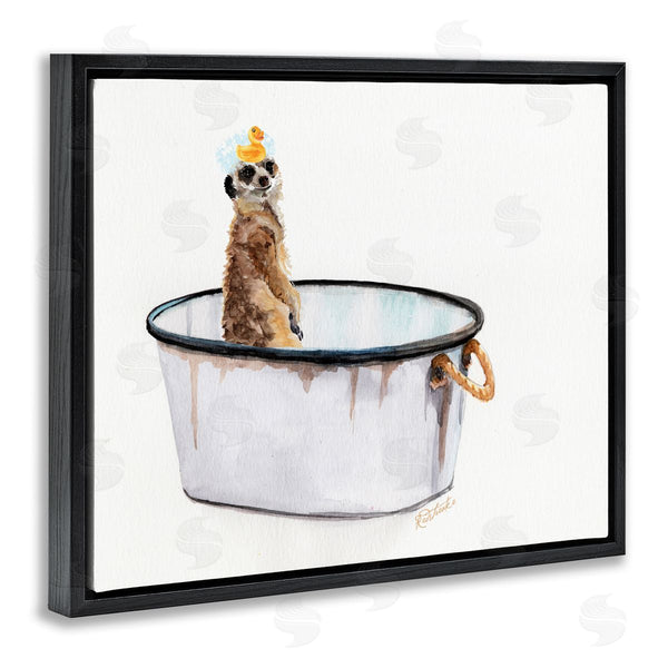 Stupell Industries Jennifer Redstreake | Meerkat Bubble Bath Vintage White Tin Tub