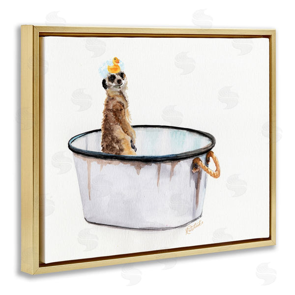 Stupell Industries Jennifer Redstreake | Meerkat Bubble Bath Vintage White Tin Tub