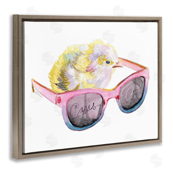 Stupell Industries Jennifer Redstreake | Paris Chick Glam Pink Sunglasses Fashion Animal Wall Art