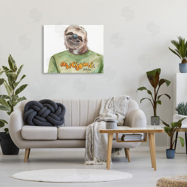 Stupell Industries Jennifer Redstreake | Sloth With Awesome Shirt Wall Art