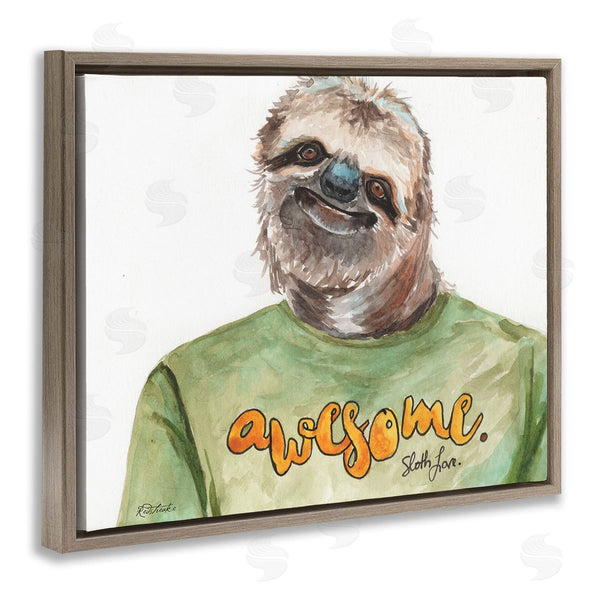 Stupell Industries Jennifer Redstreake | Sloth With Awesome Shirt Wall Art