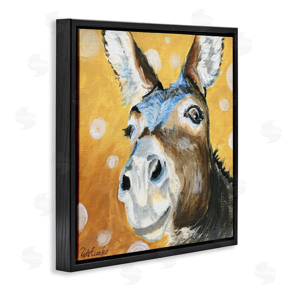 Stupell Industries Jennifer Redstreake | Smiling Donkey Animal Painting Casual Circle Pattern Wall Art