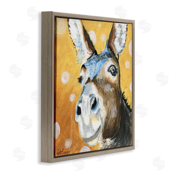 Stupell Industries Jennifer Redstreake | Smiling Donkey Animal Painting Casual Circle Pattern Wall Art