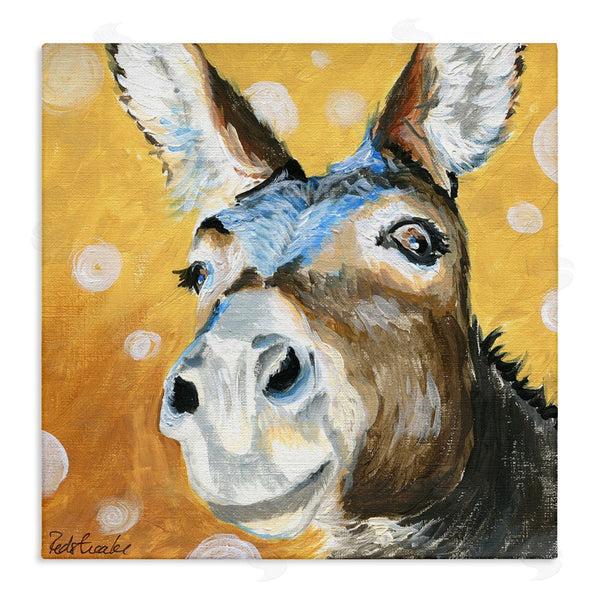 stupell industries Jennifer Redstreake | Smiling Donkey Animal Painting Casual Circle Pattern Wall Art