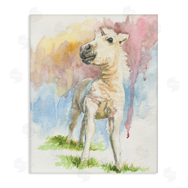 stupell industries Jennifer Redstreake | Stoic Fantasy Unicorn Pastel Dripping Watercolor Detail Wall Art