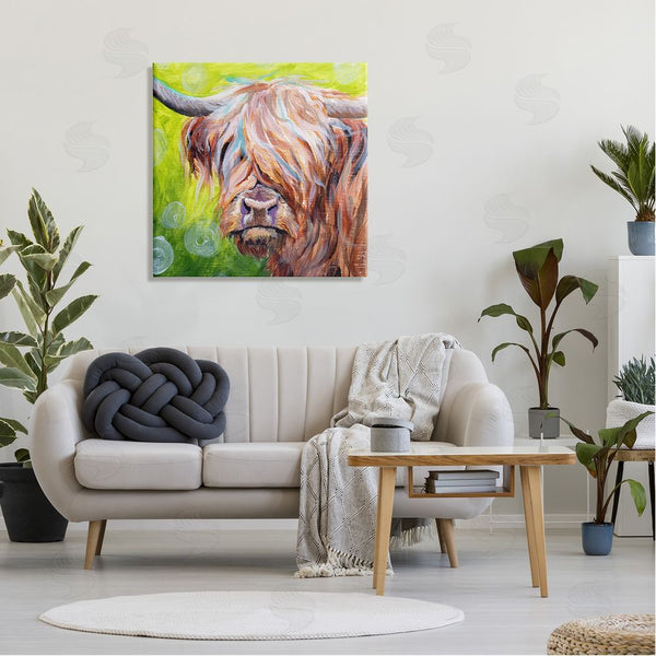 Stupell Industries Jennifer Redstreake | Vivid Highland Cattle Rural Farmland Animal Painting Wall Art