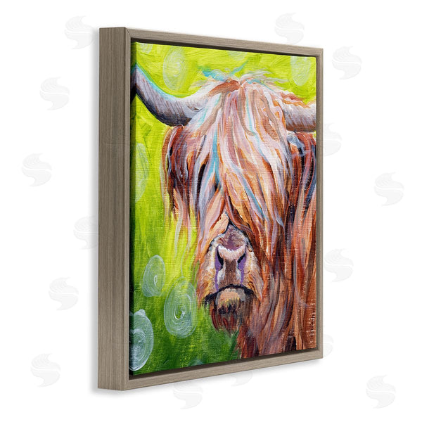 Stupell Industries Jennifer Redstreake | Vivid Highland Cattle Rural Farmland Animal Painting Wall Art