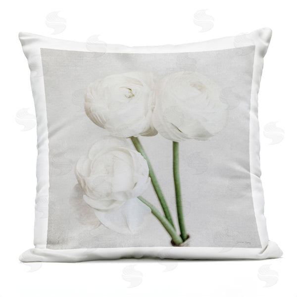 Stupell Industries Jennifer Rigsby | Three White Peony Blooms Printed Throw Pillow