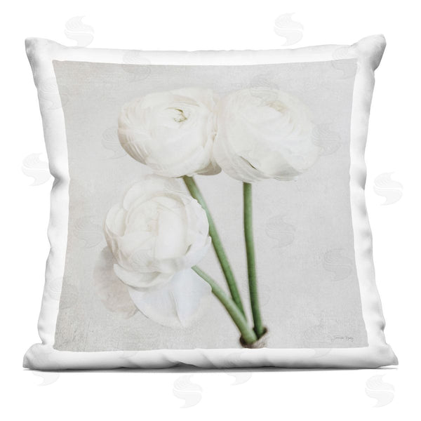 stupell industries Jennifer Rigsby | Three White Peony Blooms Printed Throw Pillow