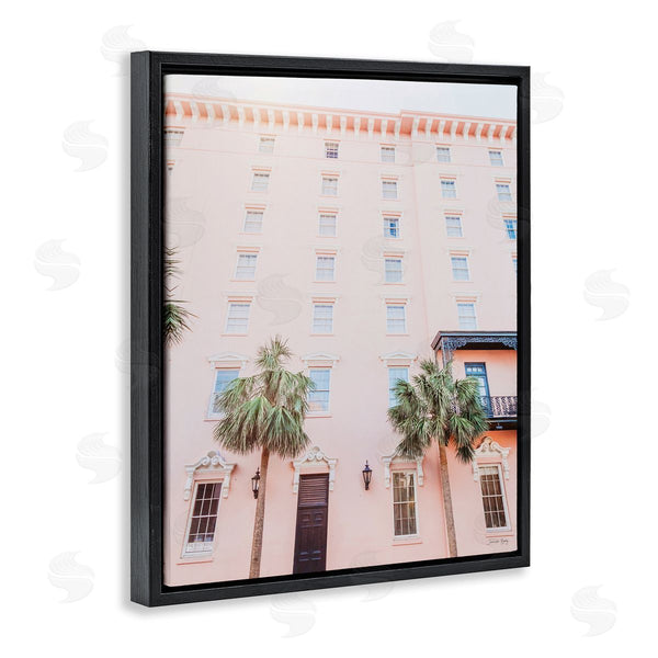 Stupell Industries Jennifer Rigsby | Tropical Pink Vacation Building Summer Palm Trees Wall Art