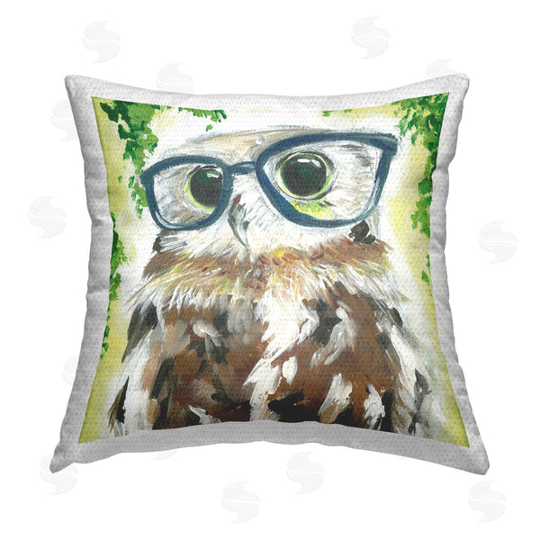 Stupell Industries Jennifer Rutledge | Fun Owl Wearing Glasses Printed Throw Pillow