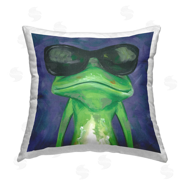 stupell industries Jennifer Rutledge | Funny Frog with Sunglasses Printed Throw Pillow