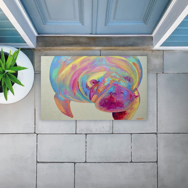 Stupell Industries Jennifer Seeley | Chromatic Hue Manatee Non-Woven Door Mat